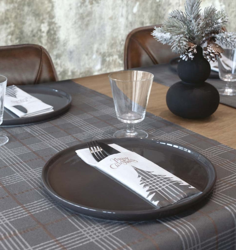 Tovagliolo Natalizio Con Tasca Portaposate 44x32 Airlaid Packservice Plus Kilt Ardesia 600 Pezzi