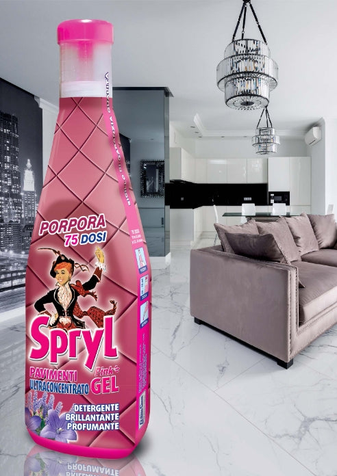 Detergente Pavimenti Brillantante Profumante Spryl Pink Gel 750ml x 12 Pezzi